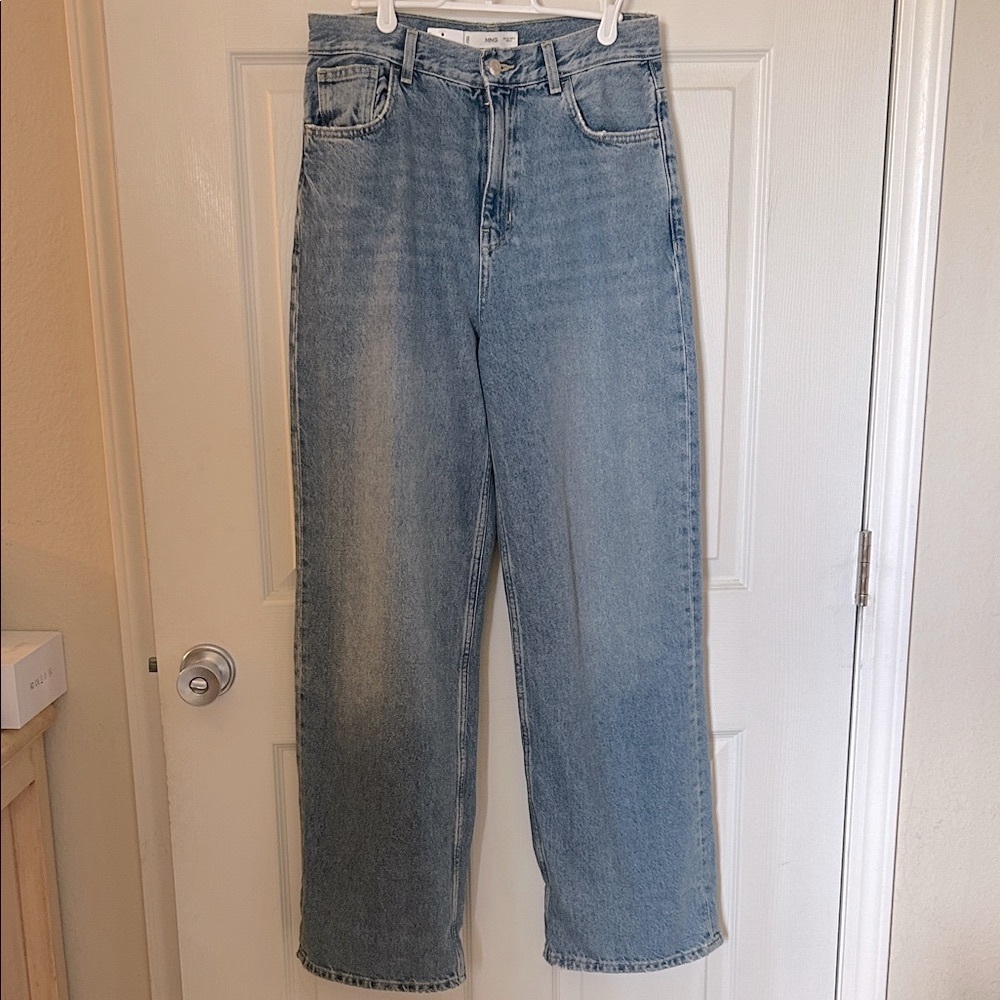 Mango Blue Wide Leg Denim Jeans